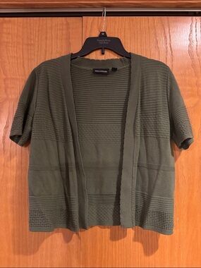 NINALEONARD, green cardigan sweater, small